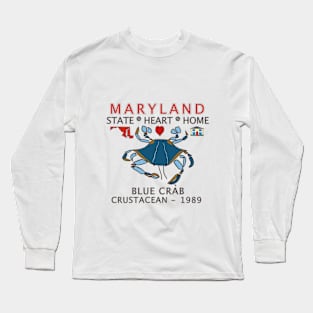 Maryland - Blue Crab - State, Heart, Home - State symbols Long Sleeve T-Shirt